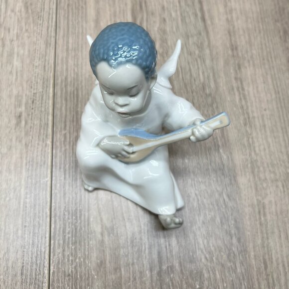 Lladro Angel Figurines Flute & Lute Musicians Porcelain Cherub Set of 3 White - Picture 8 of 16